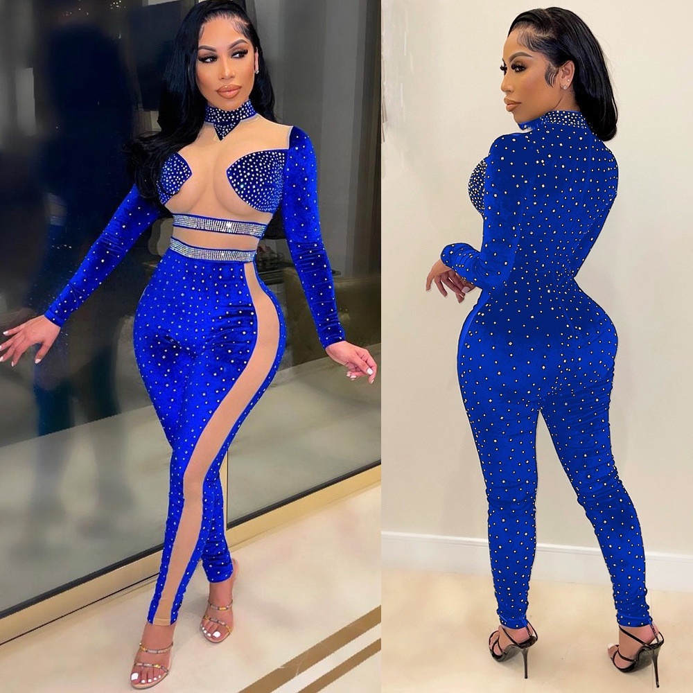 Royal blue suede jumpsuit